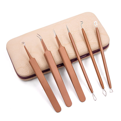 New 6 Pcs Blackhead Acne Removal Extractor Stainless Blemish Whitehead Makeup Beauty Tools [19006]