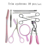 10 pcs eyelash clip scissors black head acne needle eyebrow Scissor Kit beauty tools [19021]