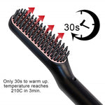 New Hair Straightening Brush Beard Straightener Brush 3 in 1 Ionic Straight [19120]