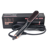 New Hair Straightening Brush Beard Straightener Brush 3 in 1 Ionic Straight [19120]