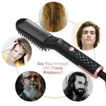 New Hair Straightening Brush Beard Straightener Brush 3 in 1 Ionic Straight [19120]