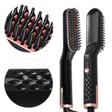 New Hair Straightening Brush Beard Straightener Brush 3 in 1 Ionic Straight [19120]