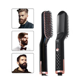 New Hair Straightening Brush Beard Straightener Brush 3 in 1 Ionic Straight [19120]