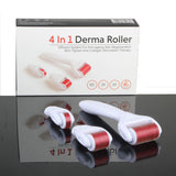 4 in 1 Derma Roller Skin Microneedle Kit Rollers +Travel Case [390]